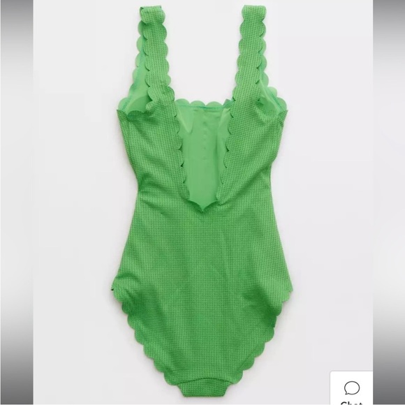 NWOT Aerie Waffle Scalloped Low-Back One Piece - Picture 2 of 5